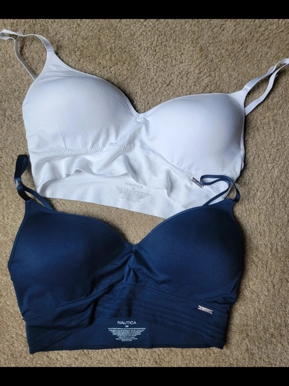 Nautica Light White & Deep Navy Wireless Bralette Duo